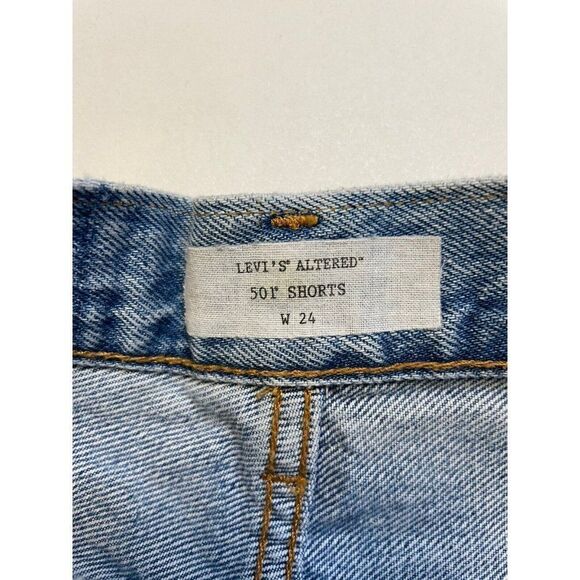 Levi’s 501 Altered Cut Off Denim Jean Shorts Women Size 24 Blue - Picture 4 of 5